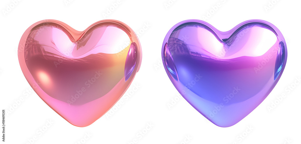 Two heart icon in Gradient Colors on white background Two heart icon in Gradient Colors on white background