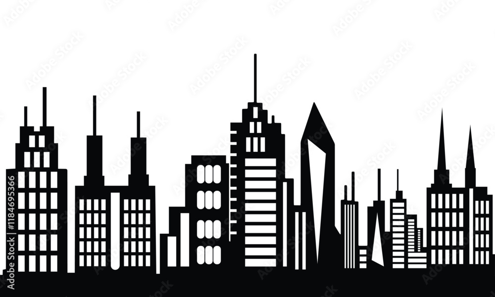 Fototapeta premium Stunning Urban Skyline Silhouette for Creative Designs