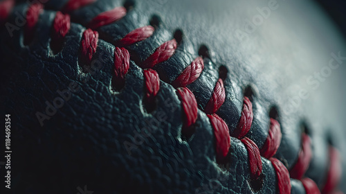 Close-up shot of a baseball with distinctive red stitching, suitable for sports-related or branding uses