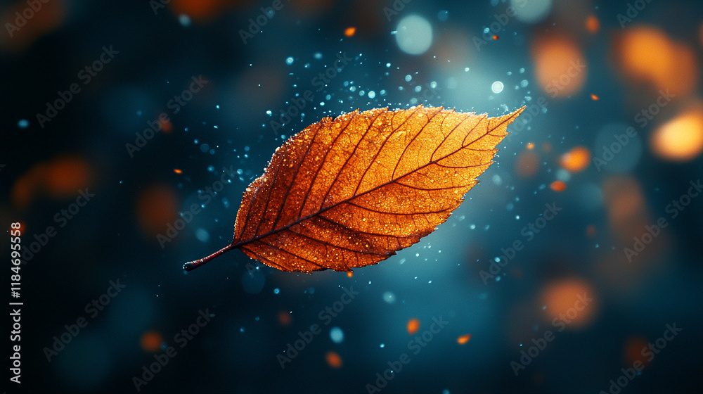 A single leaf drifting through the air, symbolizing the passage of time, with blurred empty blank caption space, evoking feelings of change, impermanence, and nature’s cycle A single leaf drifting through the air, symbolizing the passage of time, with blurred empty blank caption space, evoking feelings of change, impermanence, and nature’s cycle