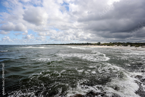 Baltic coast in windy weather in Baltiysk