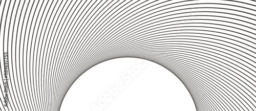 Dark lines in spiral with copy space. Abstract art design striped background.