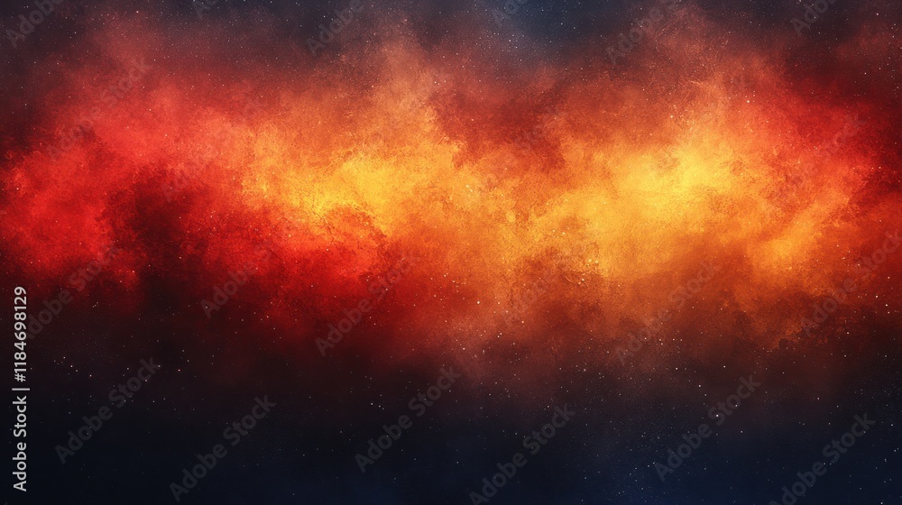 Fototapeta premium Fiery nebula, cosmic dust and stars.
