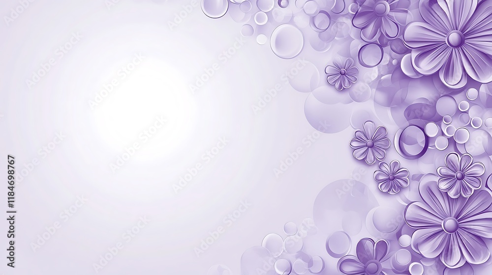 Naklejka premium Lavender Floral Design With Abstract Circles Background