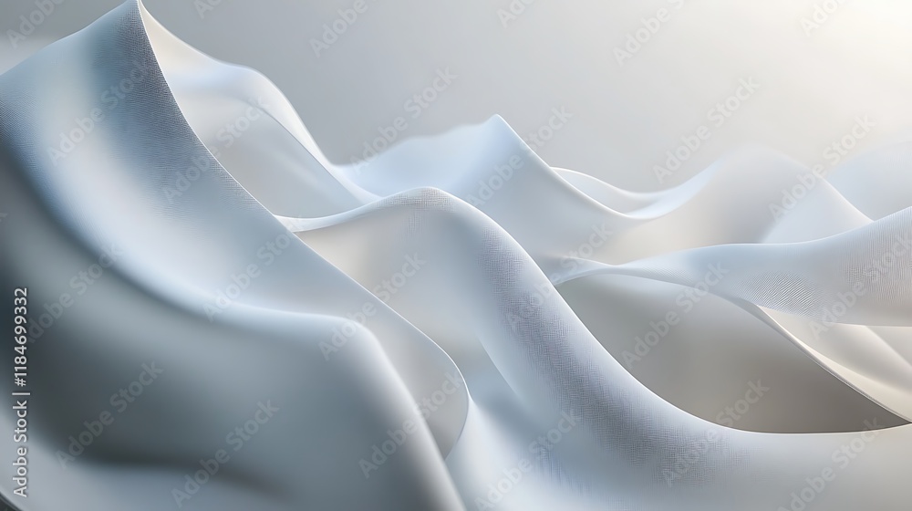 Obraz premium Abstract White Fabric Waves Flowing Smoothly