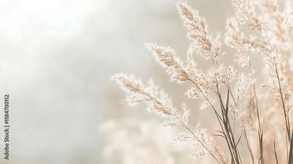 Delicate Beige Pampas Grass in Soft Light Delicate Beige Pampas Grass in Soft Light