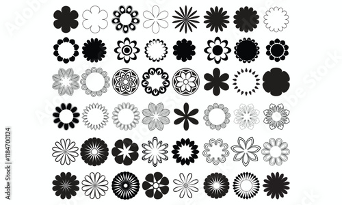 Simple Flower icon set. incredible flower icons art. simple flower vector.Assorted flower shape set.