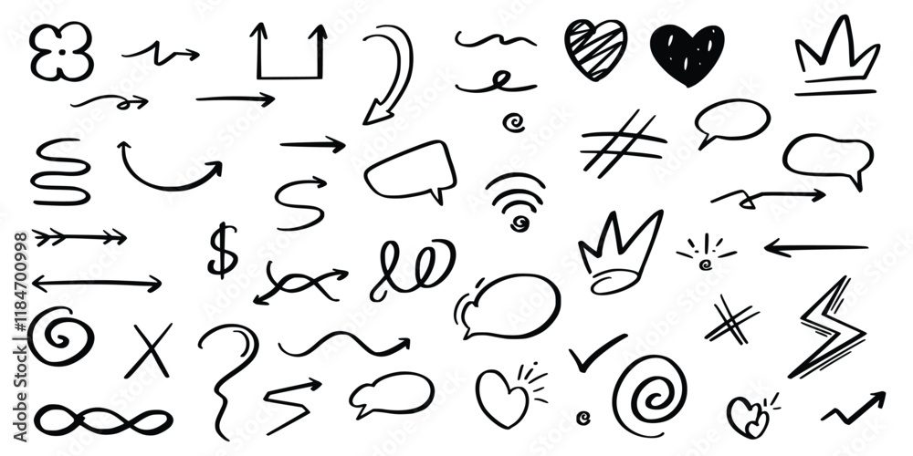 Naklejka premium Collection of Hand-Drawn Doodles