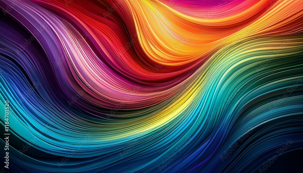 Fototapeta premium curved lines in rainbow colors abstract wavy wave flow
