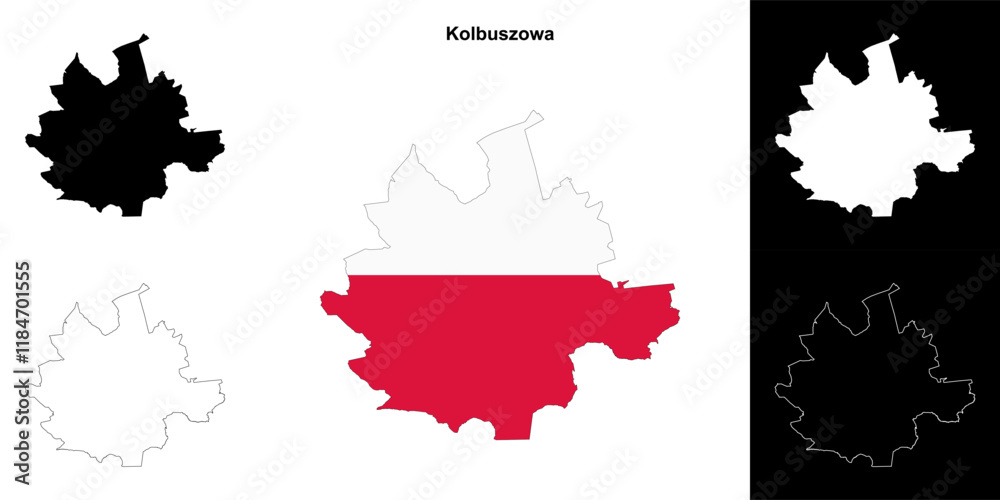 Fototapeta premium Kolbuszowa county outline map set