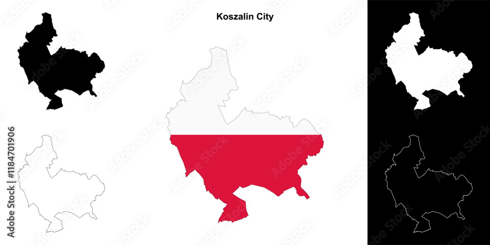 Fototapeta premium Koszalin City county outline map set