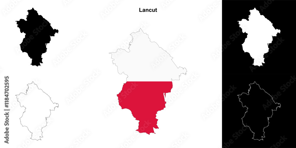 Fototapeta premium Lancut county outline map set