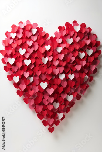 A Giant 3D Heart Made From Hundreds of Tiny Paper Hearts All in Shades of Red, Pink, and White