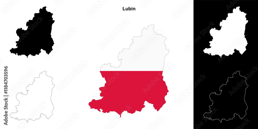 Fototapeta premium Lubin county outline map set