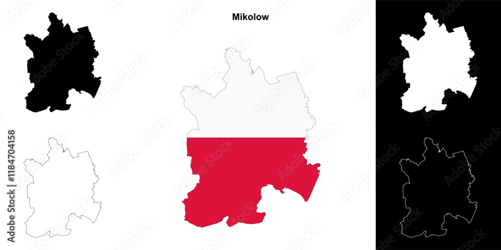 Fototapeta premium Mikolow county outline map set