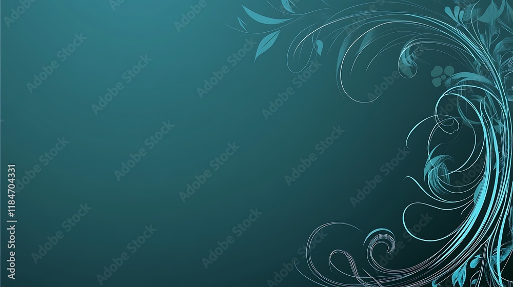 Teal Background with Elegant Floral Design Teal Background with Elegant Floral Design