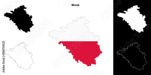 Minsk county outline map set