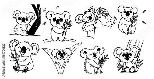 Photography Doodle koala set