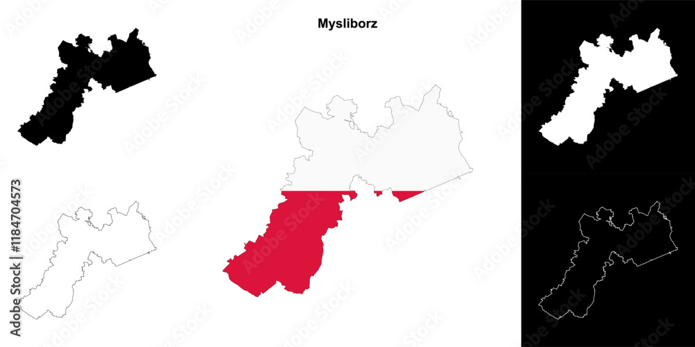 Obraz premium Mysliborz county outline map set