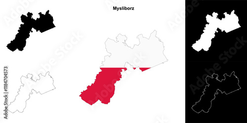 Mysliborz county outline map set