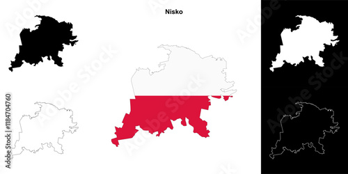 Nisko county outline map set