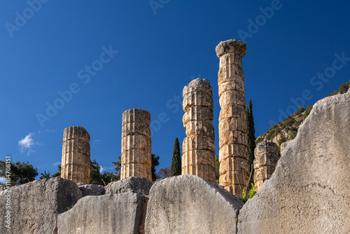 Obraz na płótnie Delphi Archaeological Site. Details of this amazing historical heritage landmark from Greece. Travel to Greece. w salonie