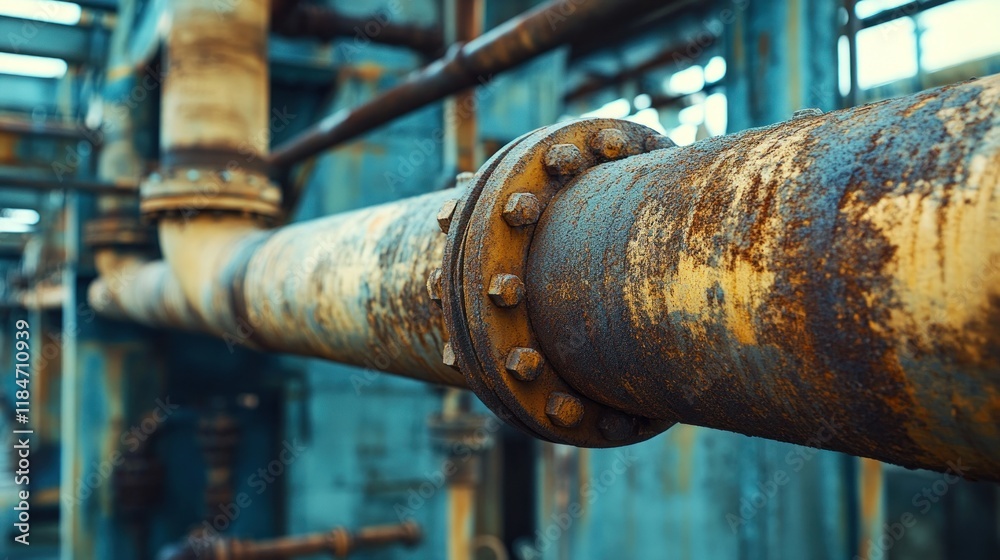 Rusty Industrial Pipeline Close-Up Rusty Industrial Pipeline Close-Up
