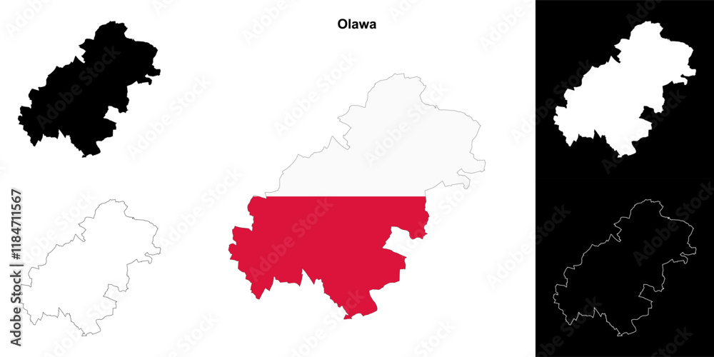 Obraz premium Olawa county outline map set