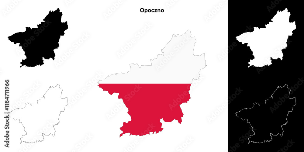 Fototapeta premium Opoczno county outline map set