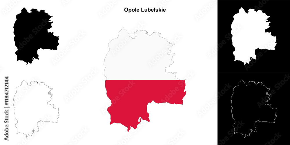 Fototapeta premium Opole Lubelskie county outline map set