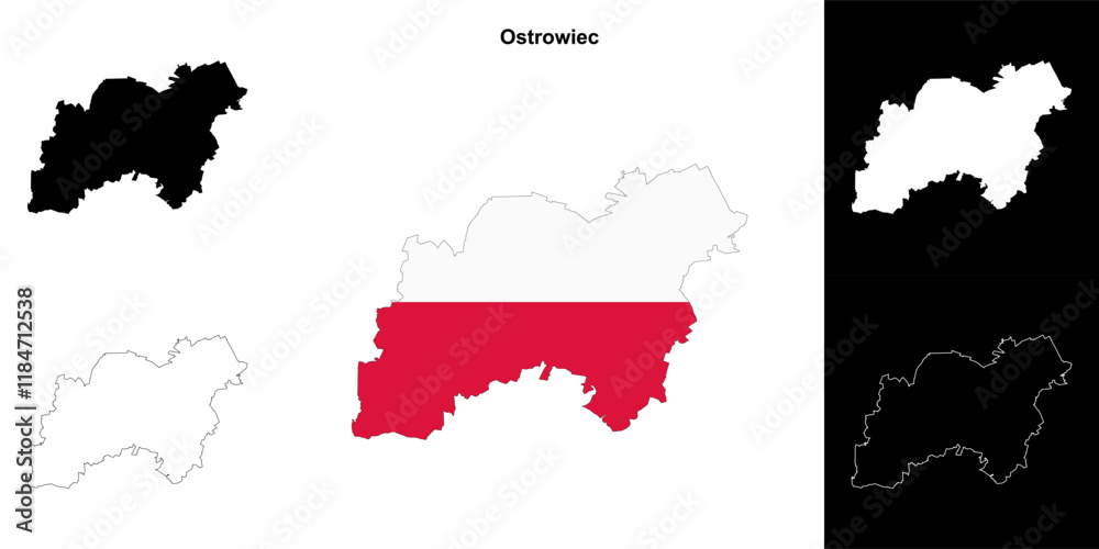 Fototapeta premium Ostrowiec county outline map set