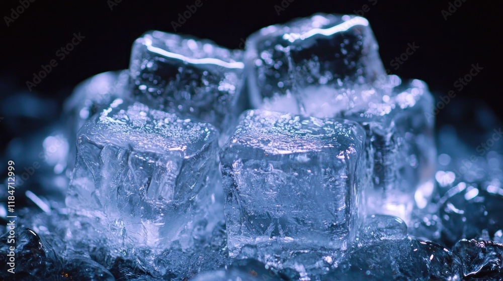 Closeup of Ice Cubes Glowing in the Dark Closeup of Ice Cubes Glowing in the Dark