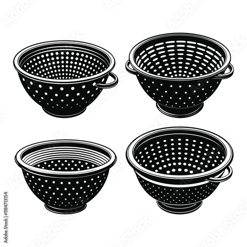 Simple Colander Vector Silhouette Illustration