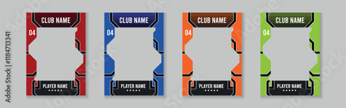 Set of player trading card template, Photo frame and border collection for soccer, hockey, volleyball, and basketball players, Sport flyer layout design, Template eps 10.