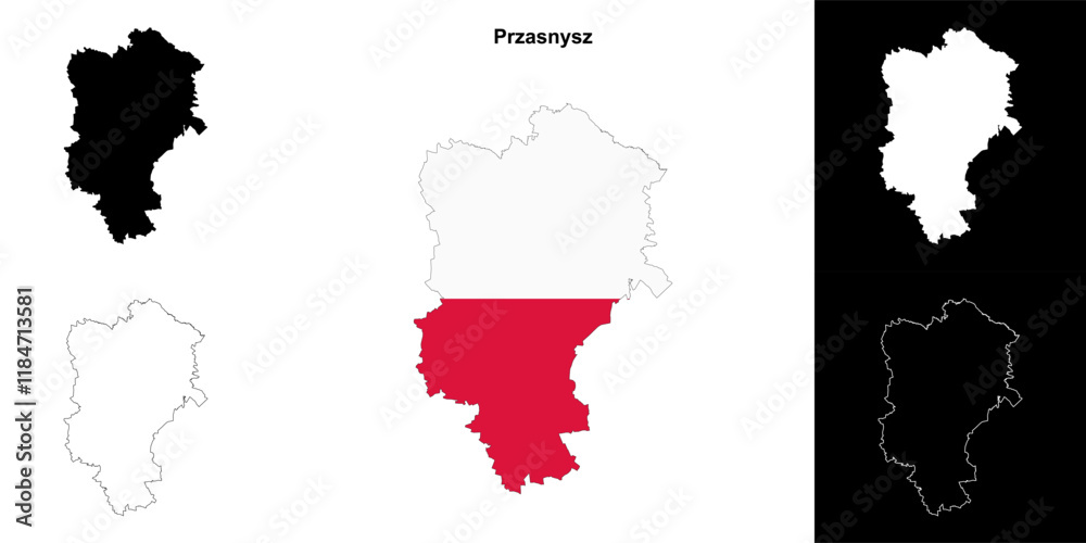Fototapeta premium Przasnysz county outline map set