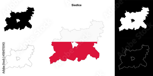 Siedlce county outline map set