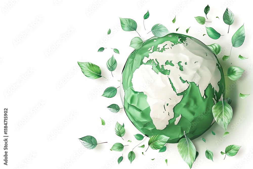 Ecology concept with green leaves and world globe. Ecology concept with green leaves and world globe.