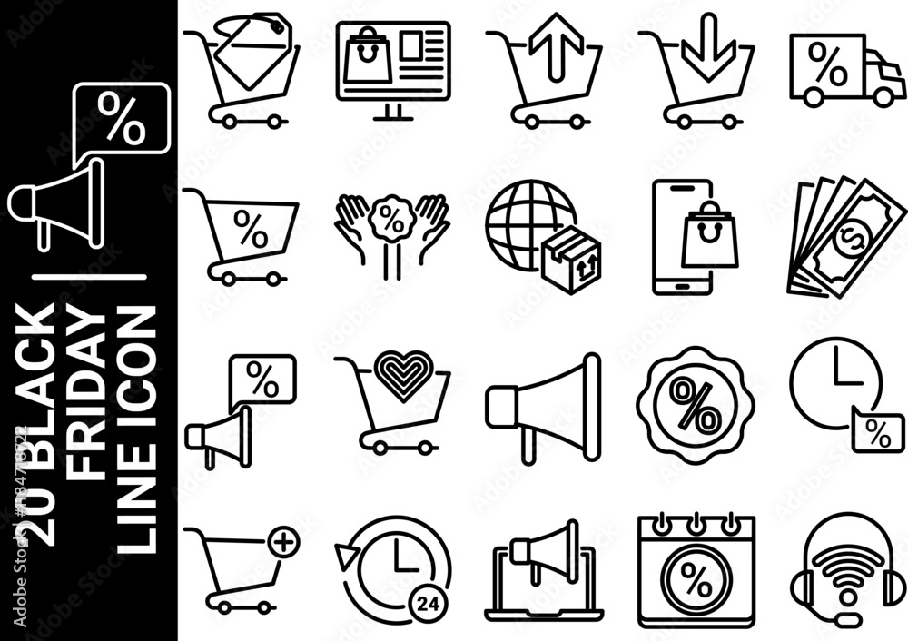 Fototapeta premium black friday line icon, black and white