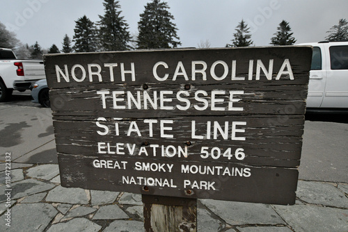 Winter snow falls in the Gatlinburg Mountains of Tennessee
