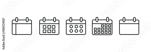 Calender icon set. Date symbol set transparent png and vector illustration.