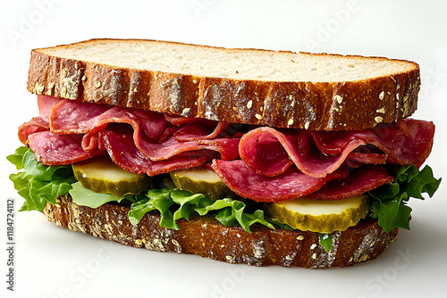 Delicious Pastrami on Rye Sandwich Photo - A Culinary Delight photo