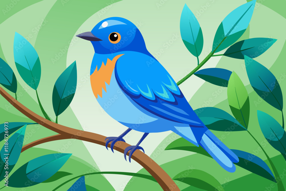 Fototapeta premium Beautiful AI-Generated Blue Bird Illustration: Perfect for Nature Lovers and Creative Designers.