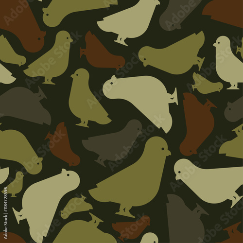 Doves Military pattern seamless. Pigeon army background. Protective soldier and hunting texture