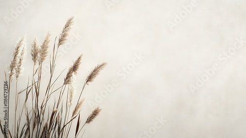 Dried Pampas Grass Against A Neutral Background