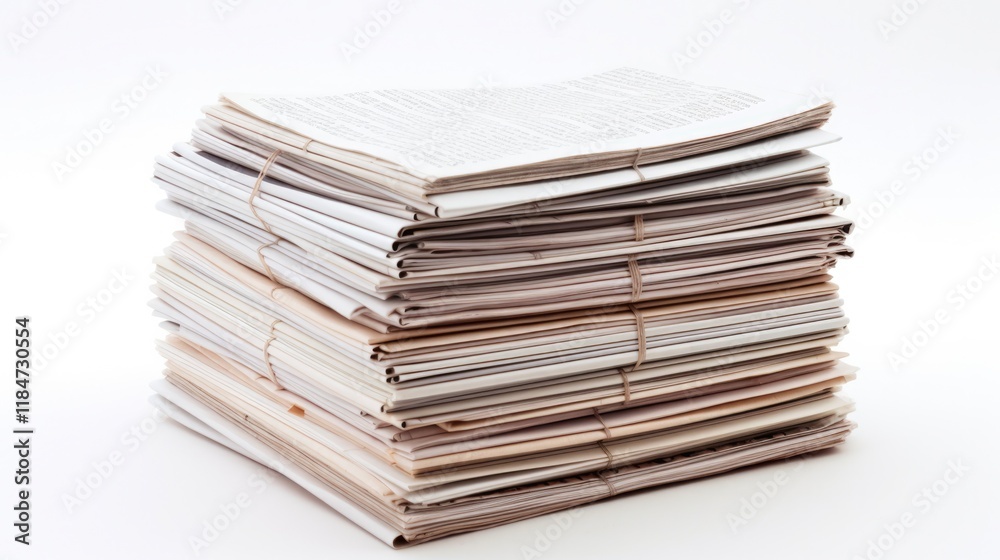 Stack of Newspapers on White Background - Media and Press Object Isolated Stack of Newspapers on White Background - Media and Press Object Isolated