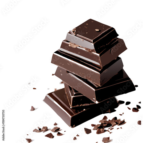 Pieces of black chocolate  vector illustration (6)