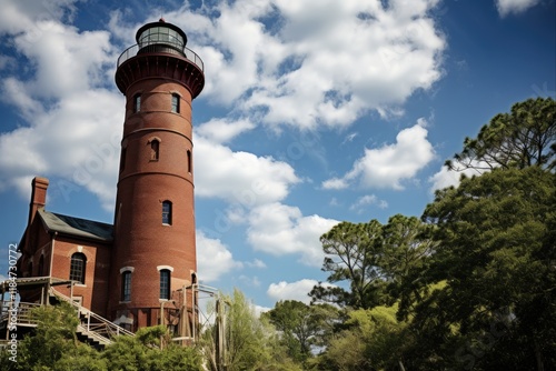 Standing Tall: Currituck Lighthouse on Coastal Horizon. Iconic Beacon of the Sea and Tower of Historic Architecture. (AR 3:2) photo