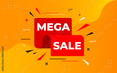 Mega sale banner template design for web or social media, Modern sale poster. discount sale banner composition with flat abstract background template vector Illustration.