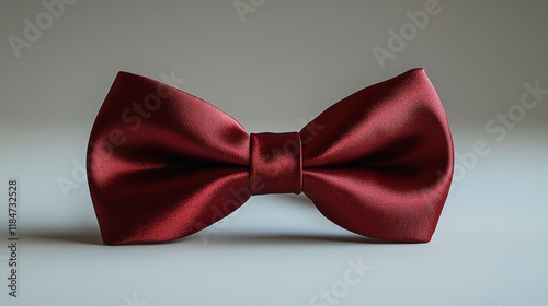 Elegant dark red bow tie resting on a gray surface