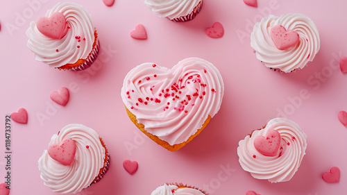 cute pink valetine's day cupcakes heart shaped